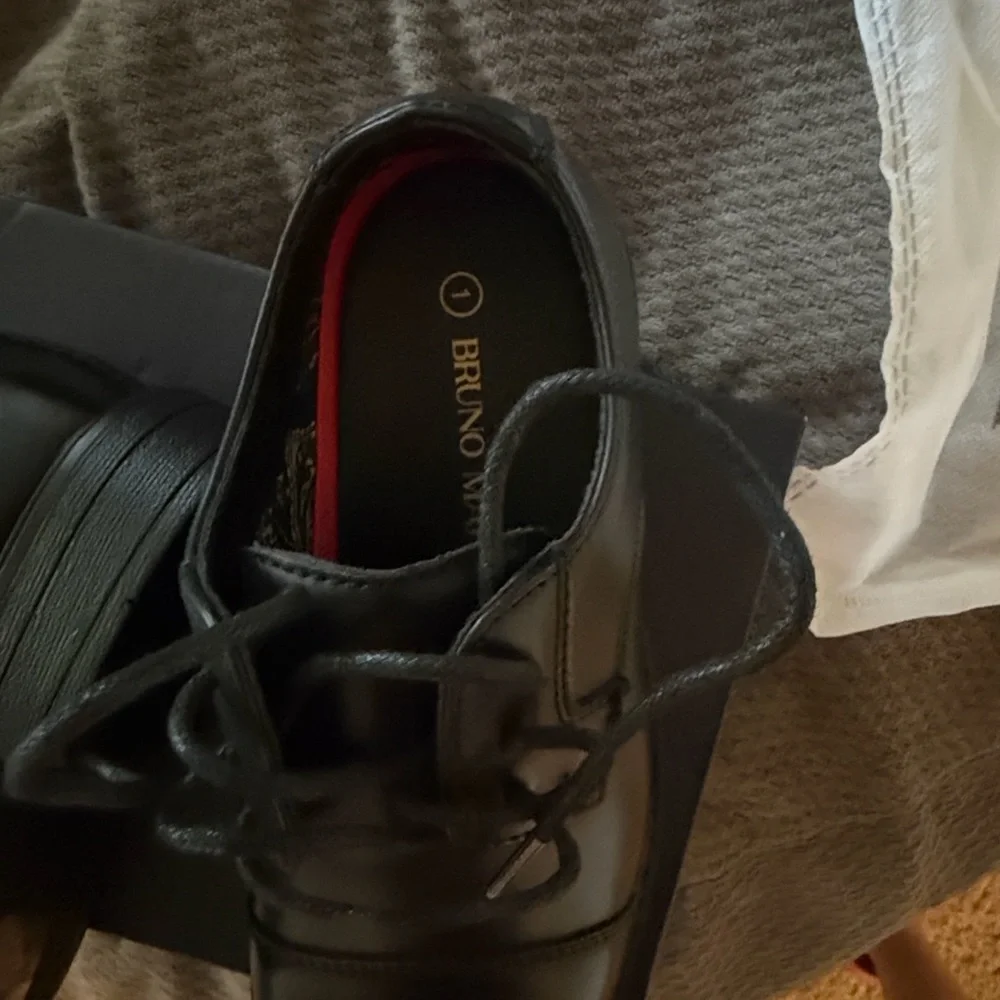Boys Black Cap-Toe Dress Shoes
